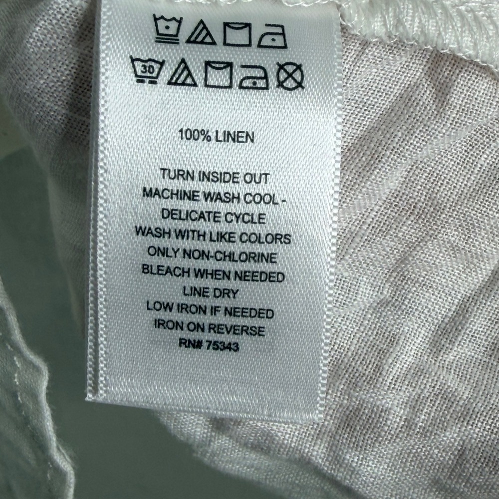 Sigrid Olsen 100% Linen Button Front Shirt Womens L White Coastal Lagenlook - Picture 5 of 8